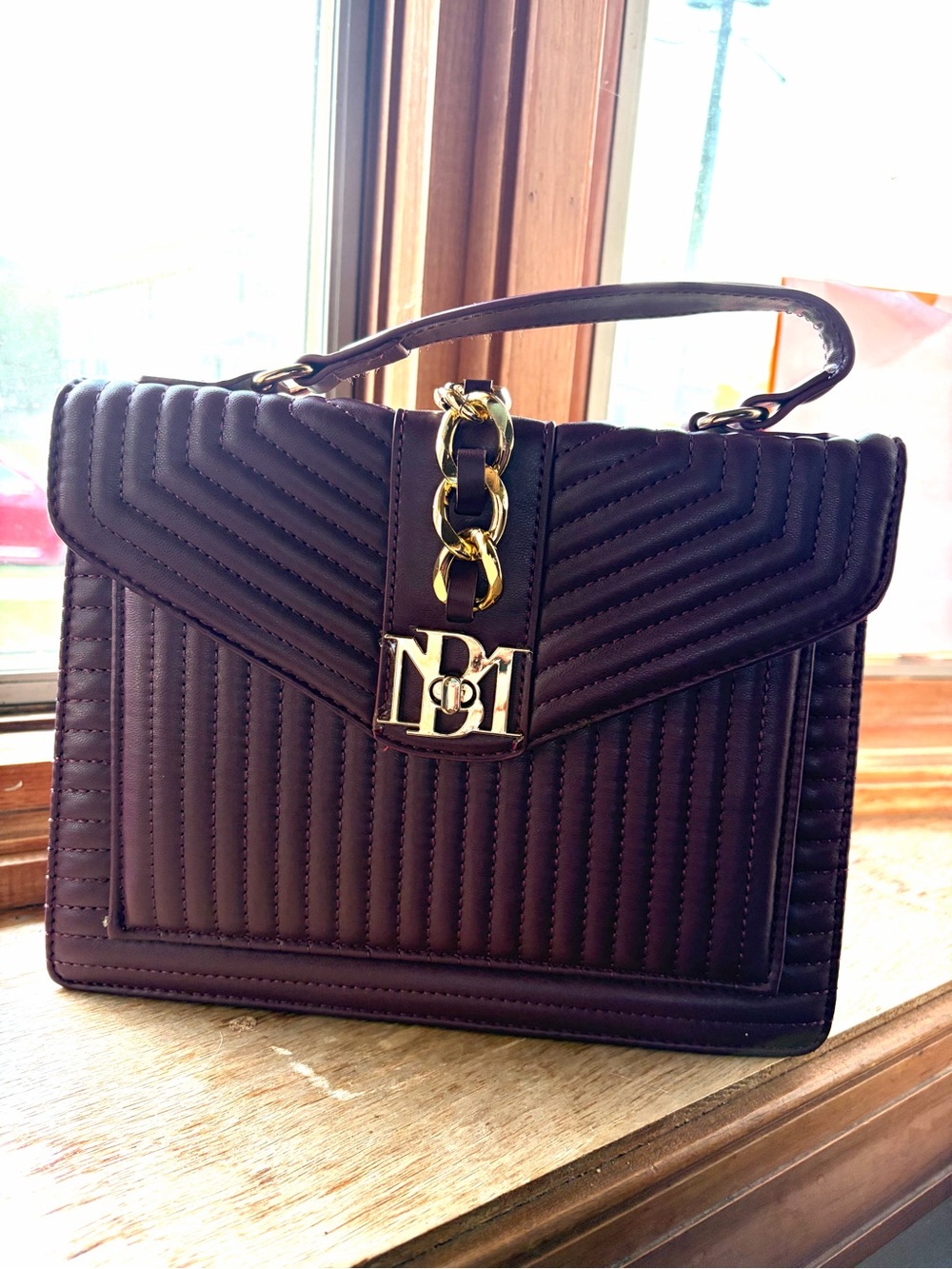 Badgley Miscka Top-Handle / Cross body Bag iDeep Plum with Gold Hardwa